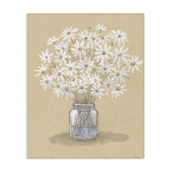 Stupell Industries Farmhouse Daisies Jar Drawing Canvas Art, 16 x 20, by Patti Bishop