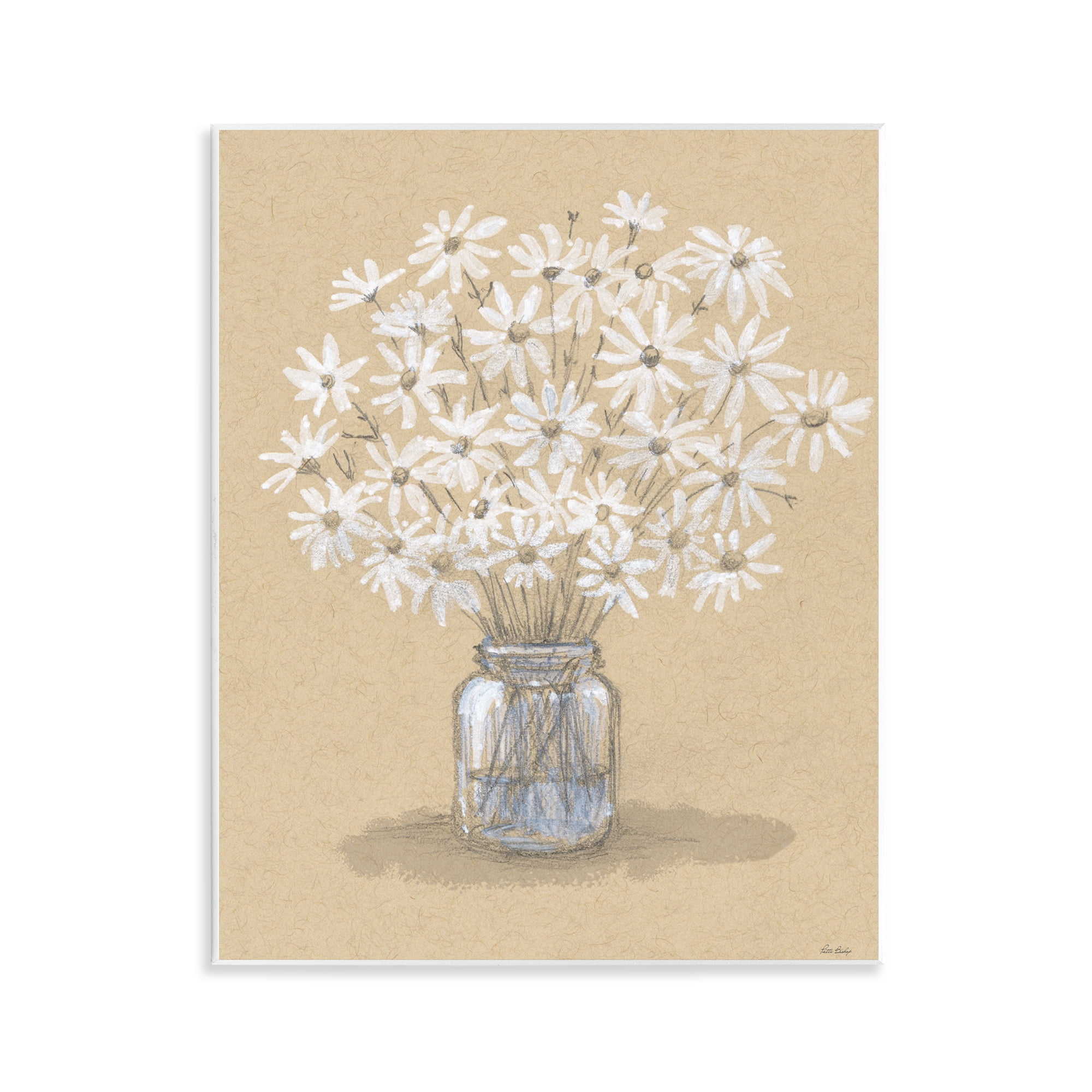 Stupell Industries Daisies Jar Drawing Wall Plaque Art, design by Patti Bishop