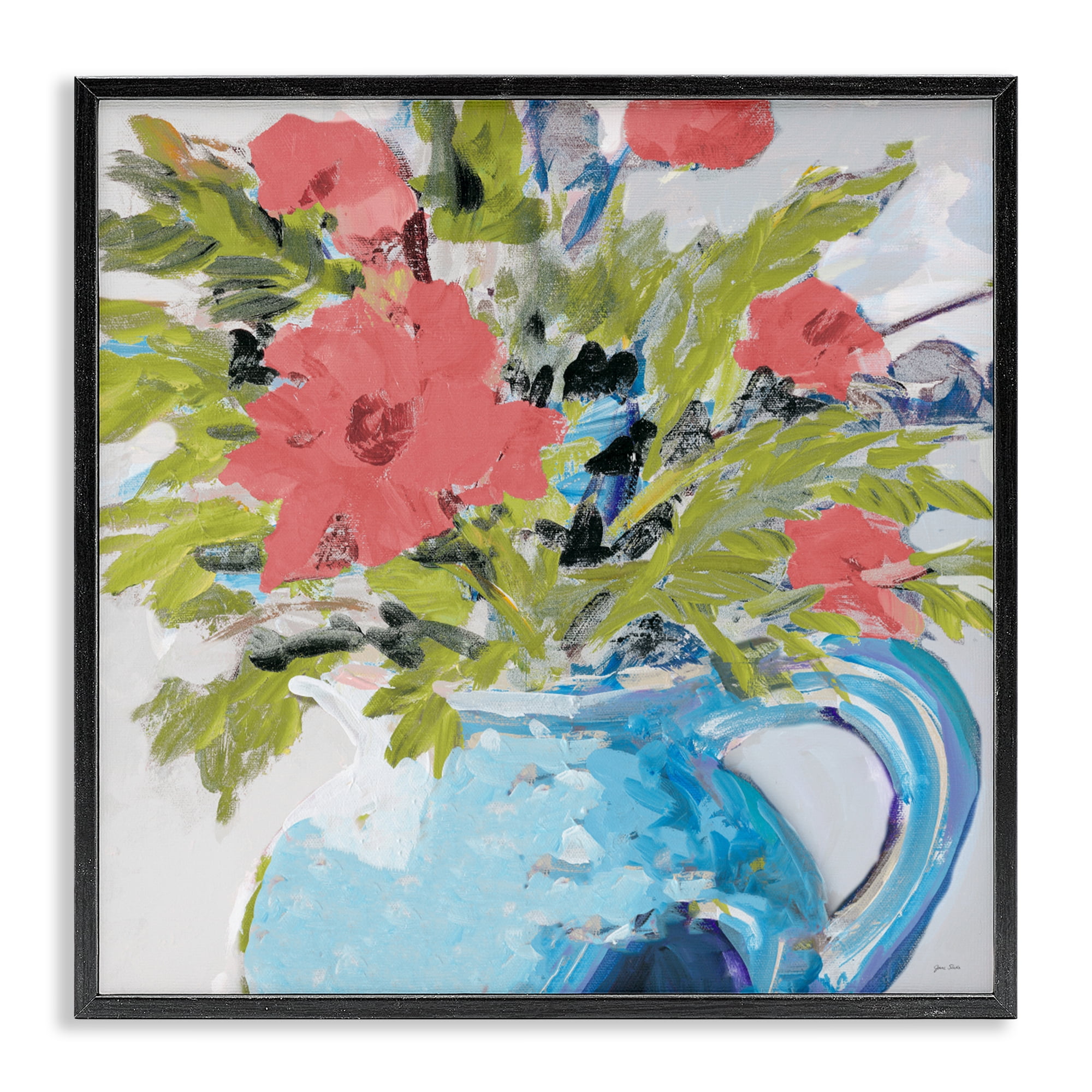 Stupell Industries Daisies in Blue Vase Black Framed Giclee Art, design by Jane Slivka