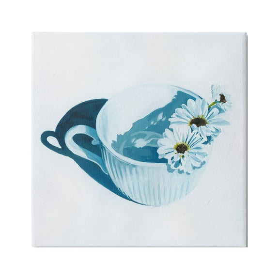 Stupell Industries Daisies in Coffee Mug Botanical & Floral Painting Gallery Wrapped Canvas Print Wall Art, 17 x 17