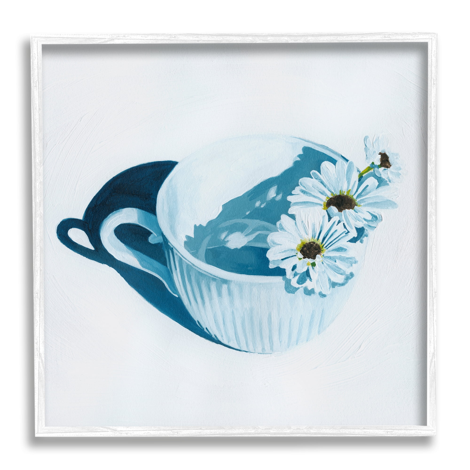 Stupell Industries Daisies in Coffee Mug Botanical & Floral Painting White Framed Art Print Wall Art, 12 x 12