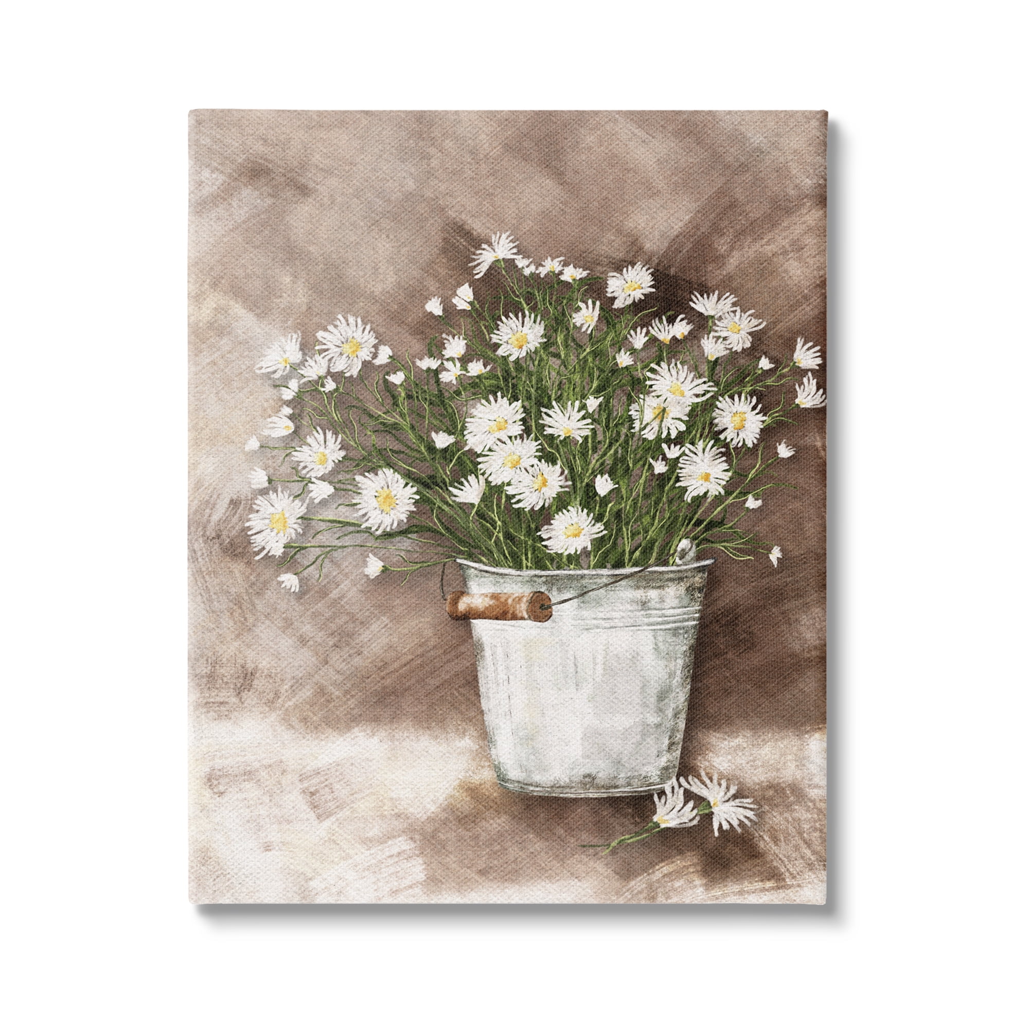 Stupell Industries Daisies in Country Bucket Botanical & Floral Painting Gallery Wrapped Canvas Print Wall Art, 16 x 20