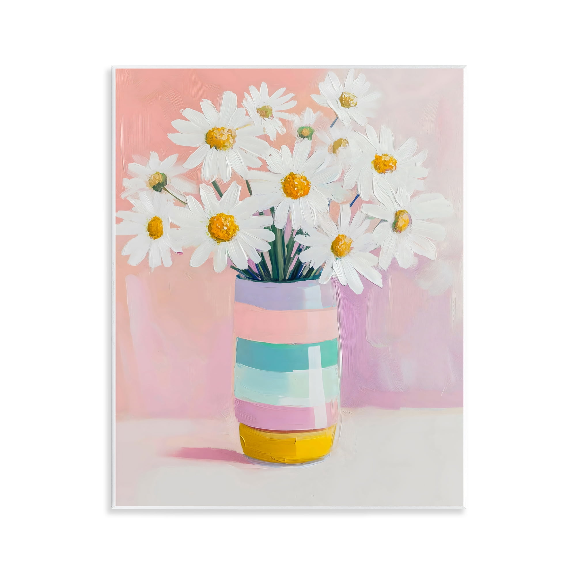 Stupell Industries Daisies in Striped Vase Wall Plaque Art, design by The Prints Vibe