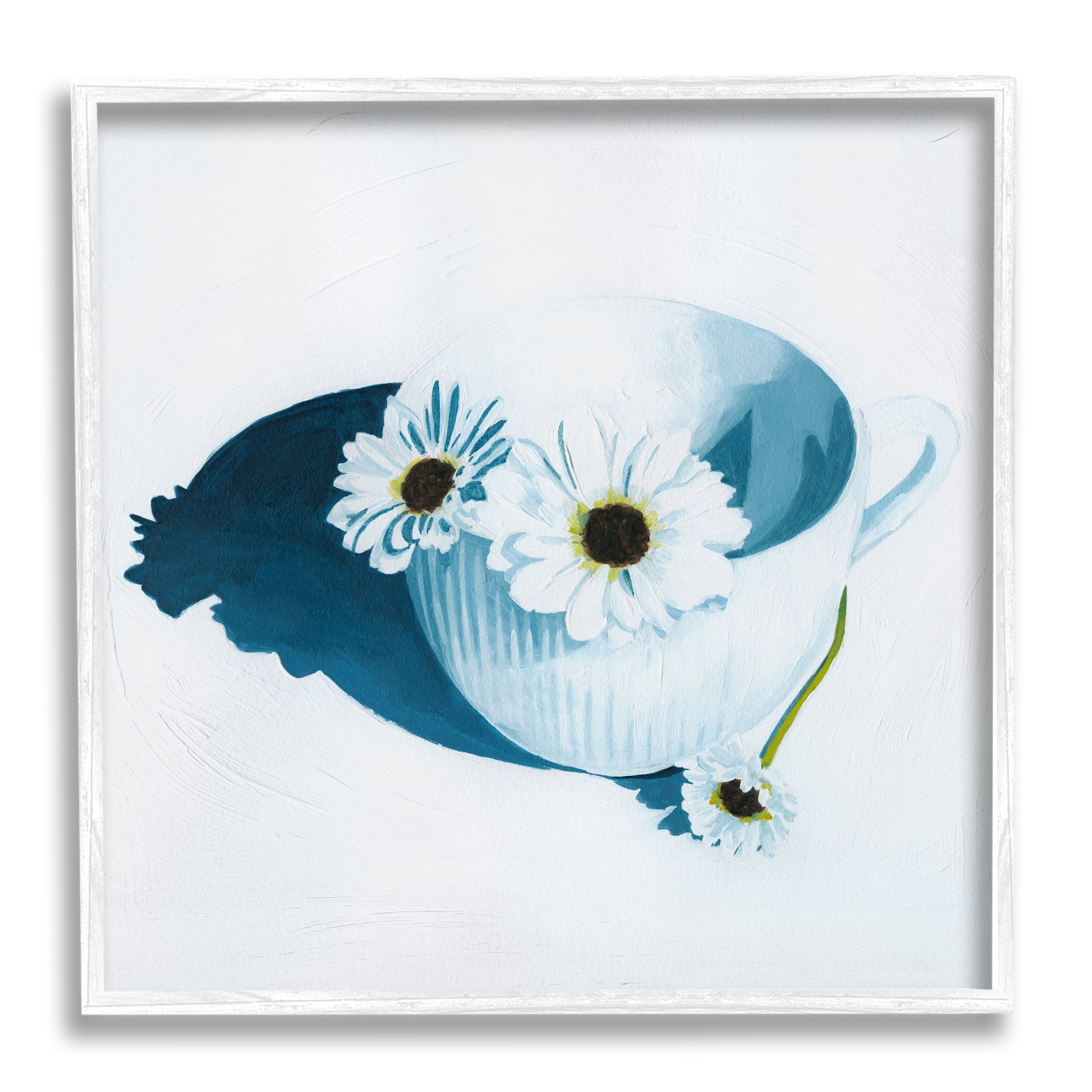 White Framed Botanical Floral Canvas Print, 12 x 12