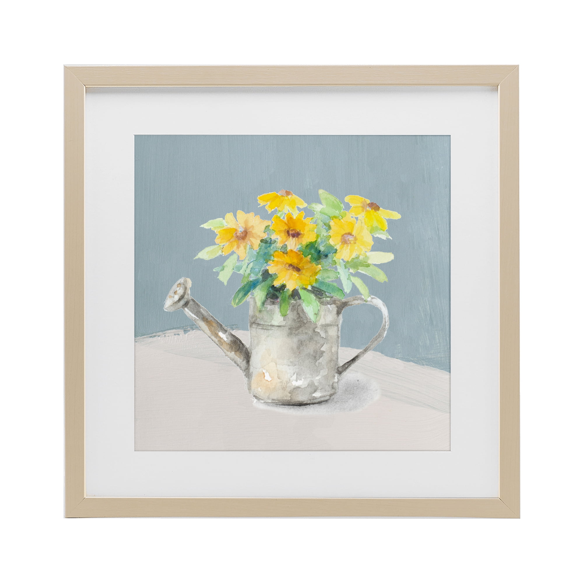 Stupell Industries Daisies in Watering Can Birch Framed Print Under Glass, design by Lanie Loreth