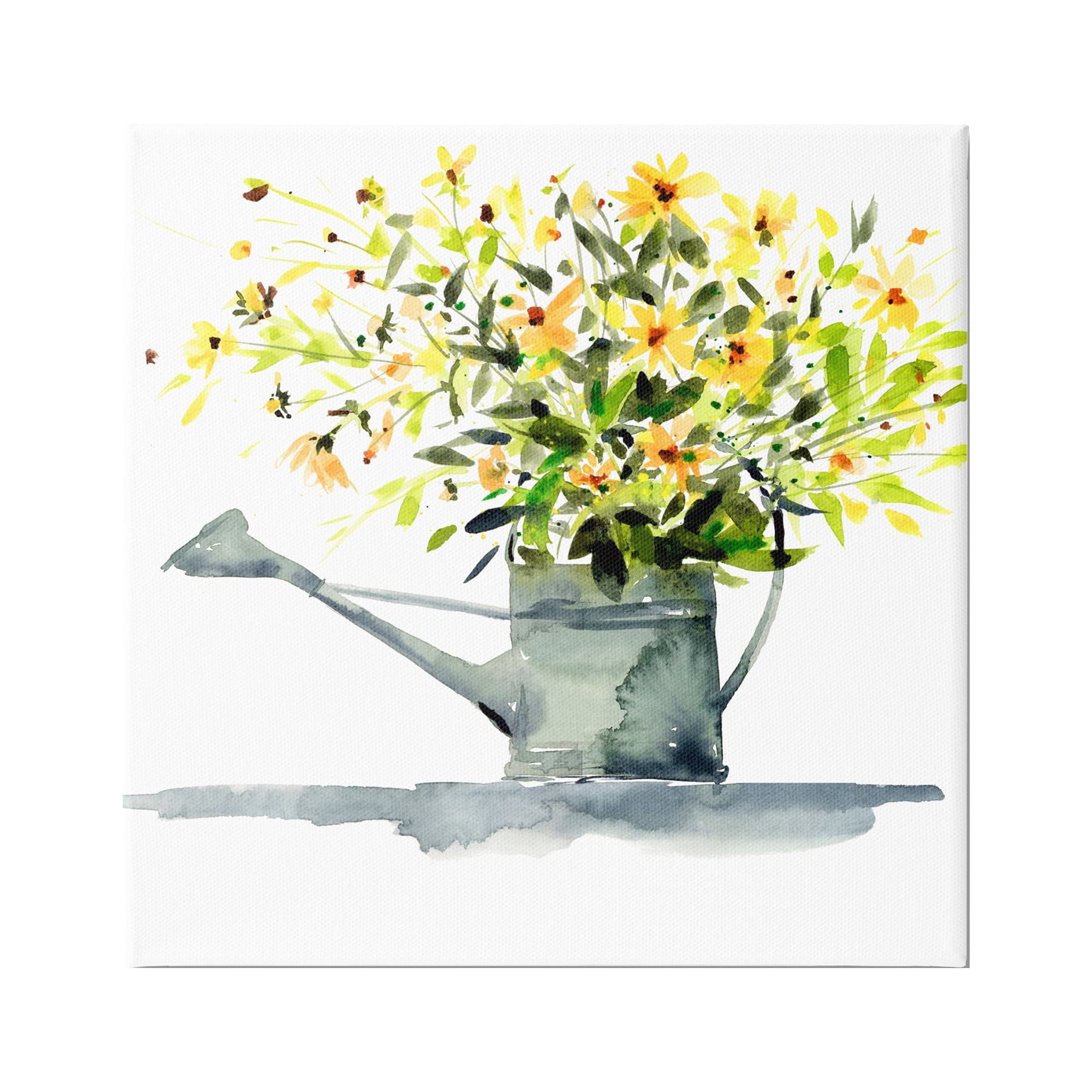 Stupell Industries Daisies in Watering Can Botanical & Floral Painting Gallery Wrapped Canvas Print Wall Art, 36 x 36