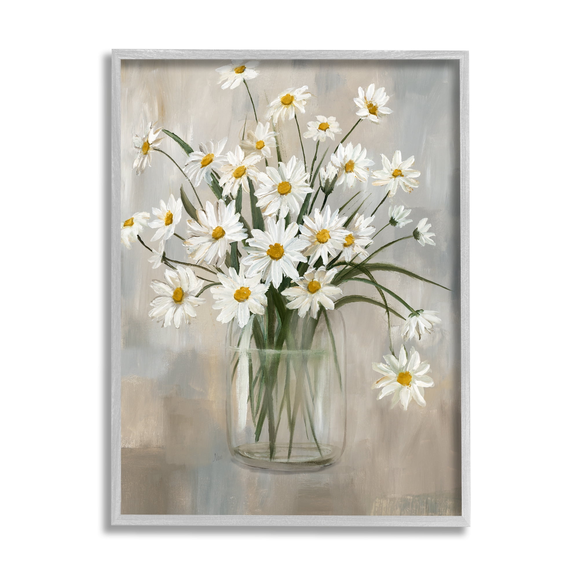 Stupell Industries Daisy Bloom Bouquet Potted Flowers Abstract Pattern  Paintings Gray Framed Art Print Wall Art, 11x14, by Nan