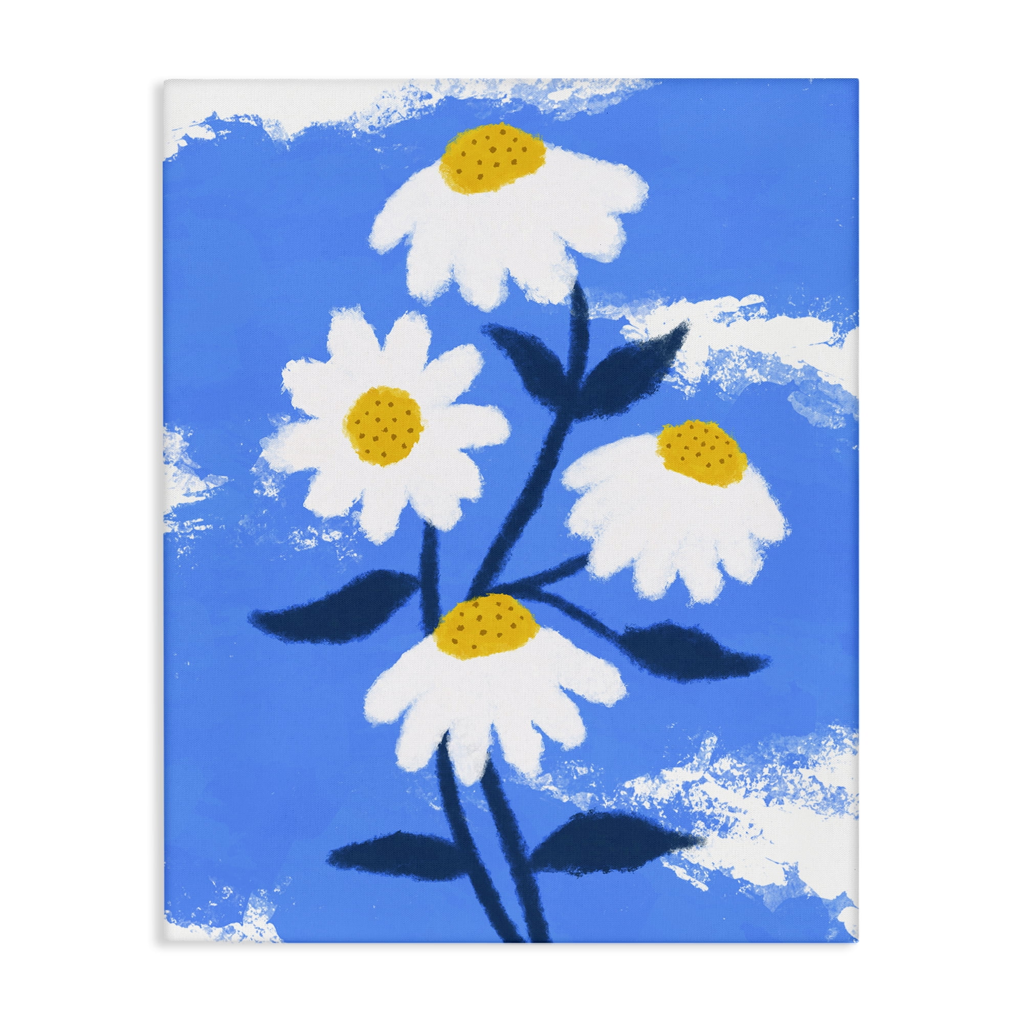 Stupell Industries Daisy Bloom with Clouds Plants & Flowers Painting Wrapped Canvas Art Print Wall Art, 30 x 40