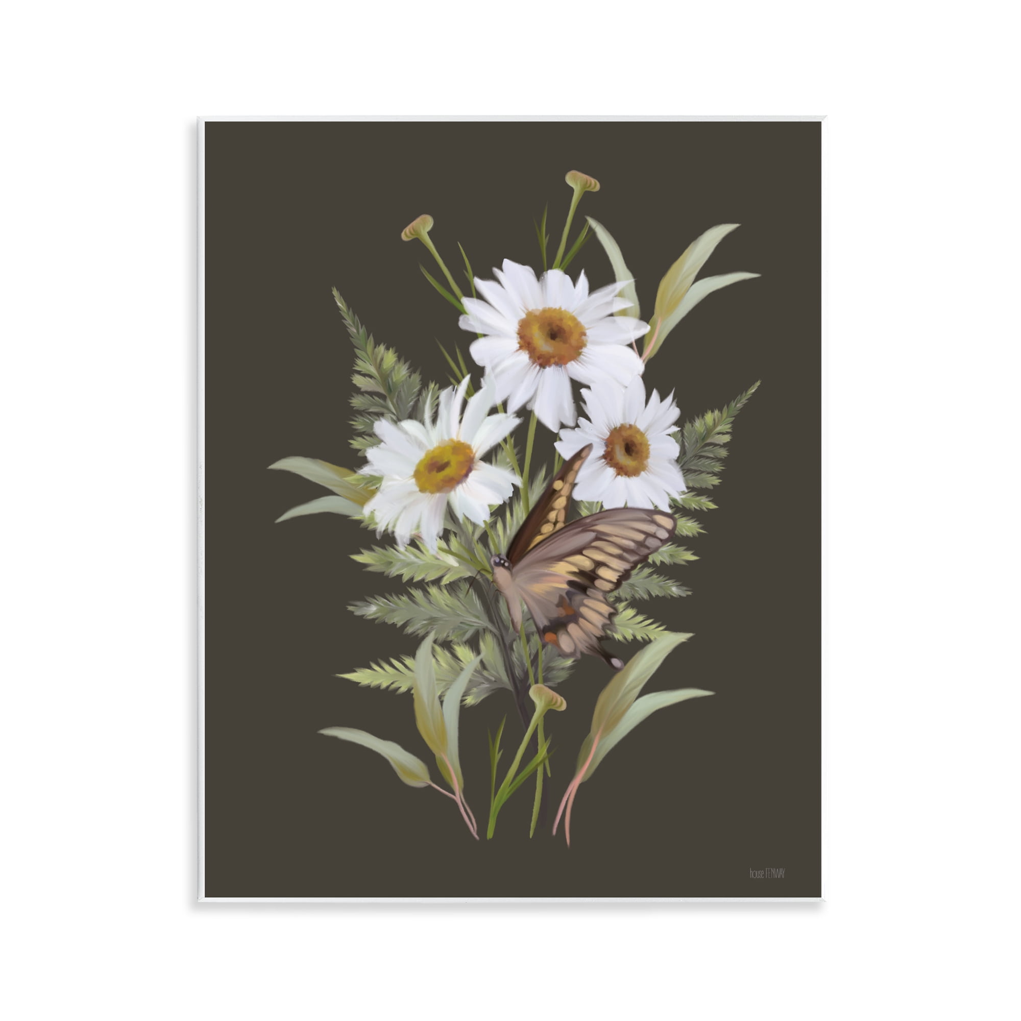 Stupell Industries Daisy Bouquet with Swallowtail Wall Plaque Art, design by House Fenway