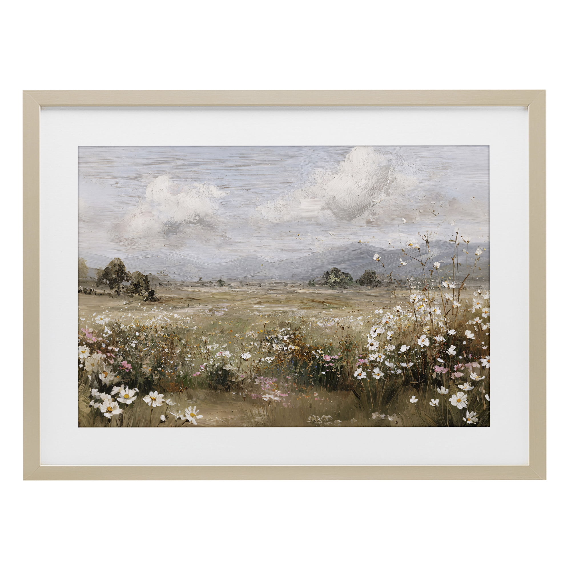Stupell Industries Daisy Clusters in Field Birch Framed Print Under Glass, design by Jacky Ngan