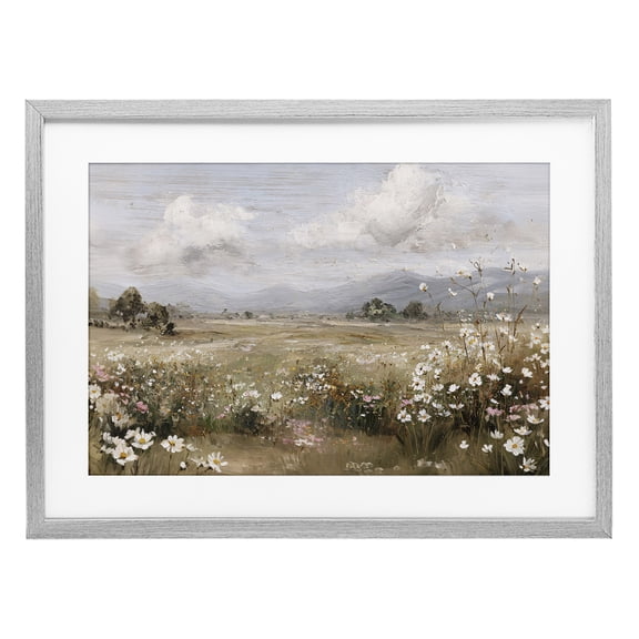 Stupell Industries Daisy Clusters in Field Gray Framed Print Under Glass, design by Jacky Ngan