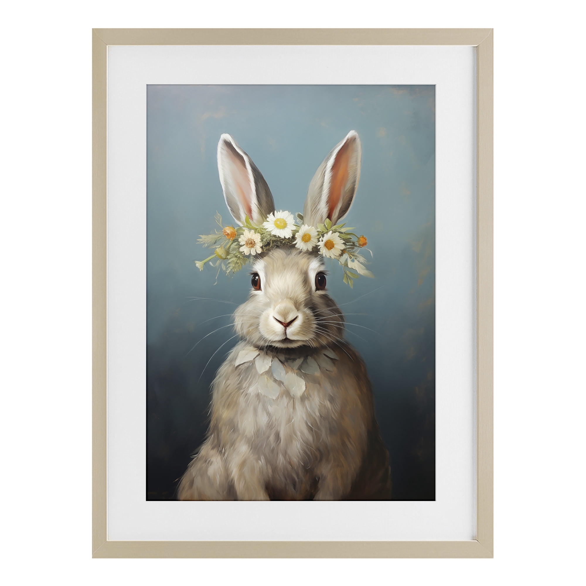 Stupell Industries Daisy Crowned Bunny Portrait Birch Framed Print Under Glass, design by Heidi Kuntz