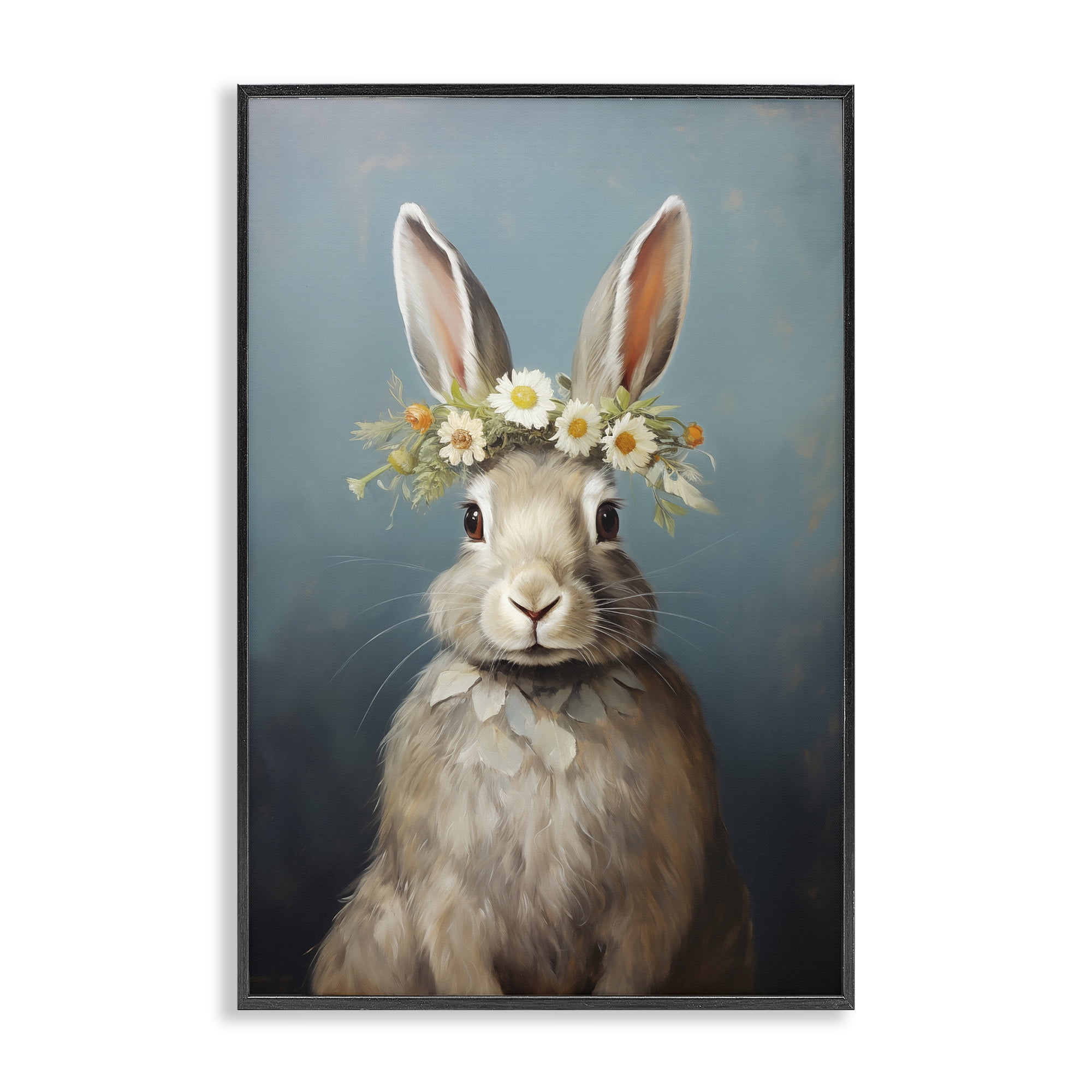 Stupell Industries Daisy Crowned Bunny Portrait Black Framed Giclee Art, design by Heidi Kuntz