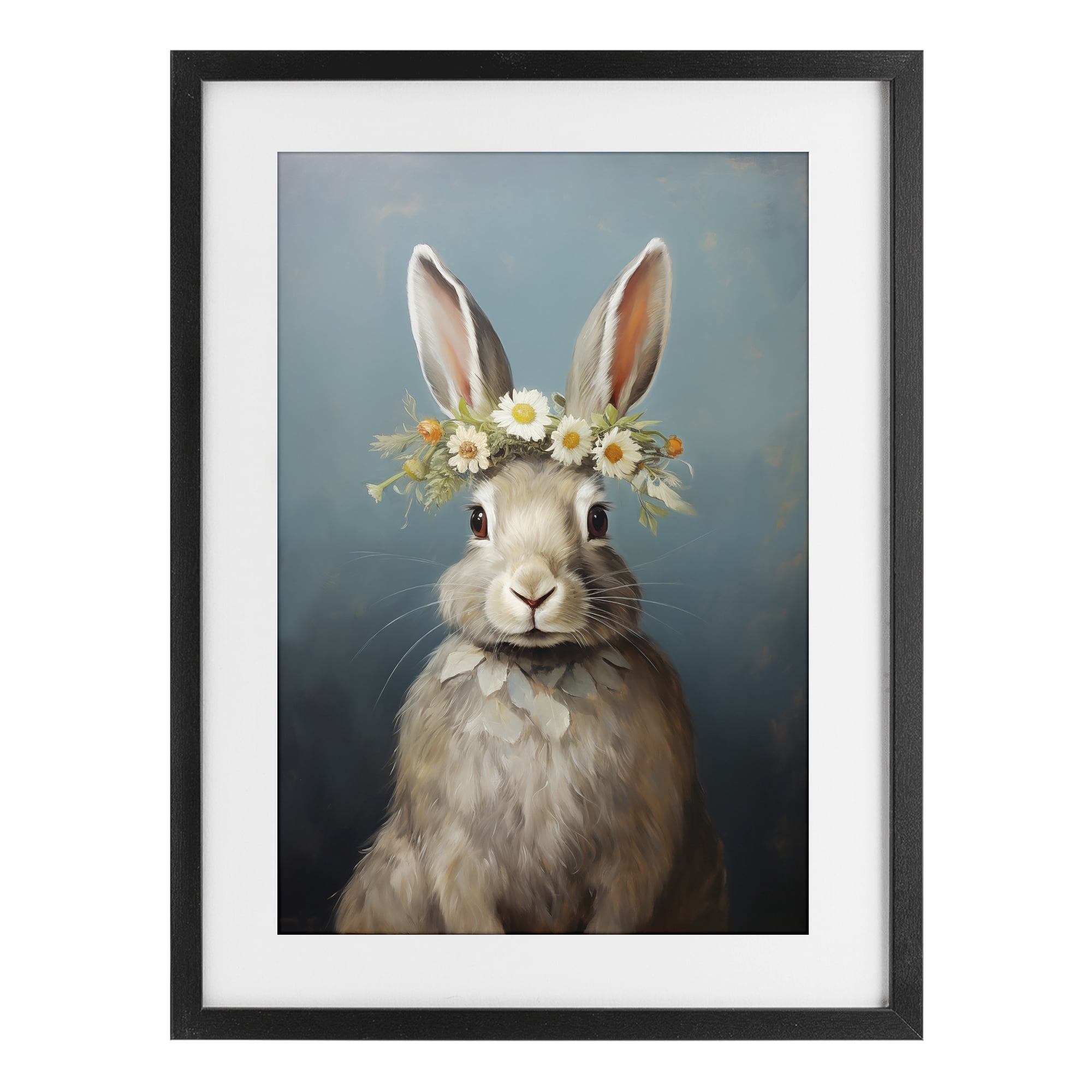 Stupell Industries Daisy Crowned Bunny Portrait Black Framed Print Under Glass, design by Heidi Kuntz