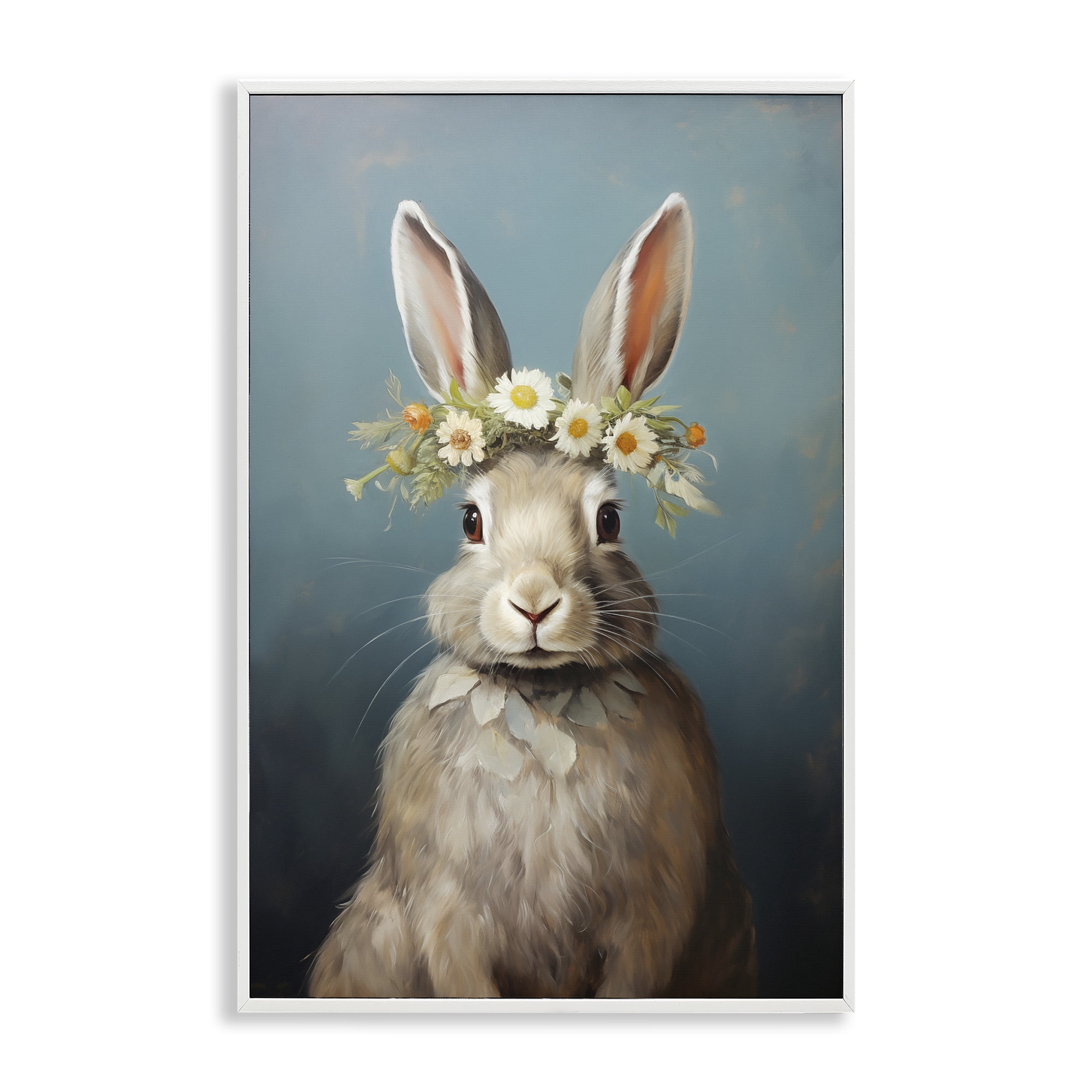 Stupell Industries Daisy Crowned Bunny Portrait White Framed Giclee Art, design by Heidi Kuntz
