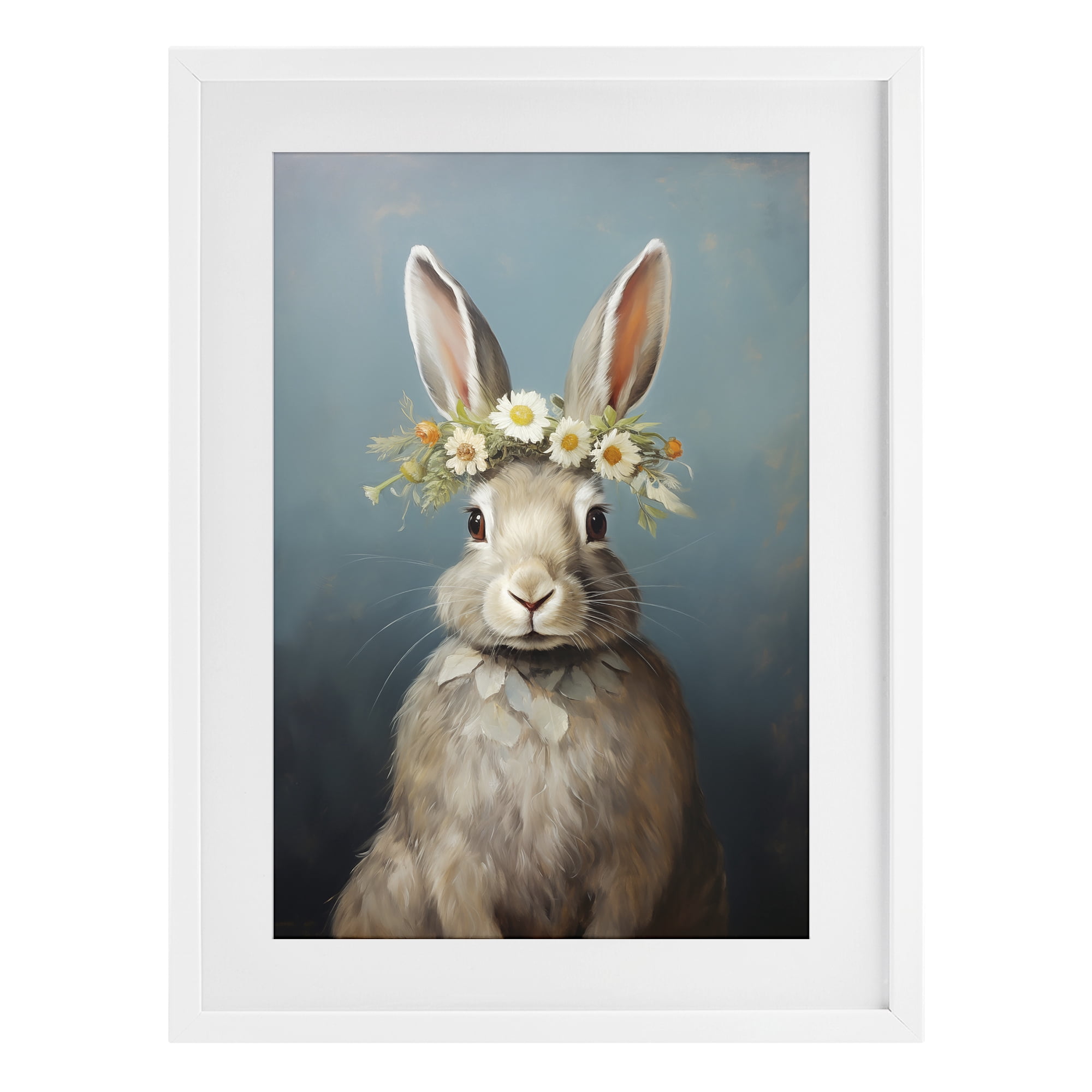 Stupell Industries Daisy Crowned Bunny Portrait White Framed Print Under Glass, design by Heidi Kuntz