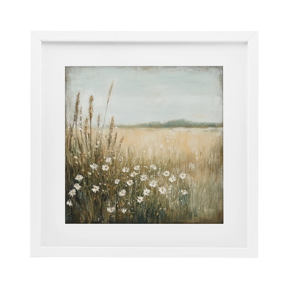 Stupell Industries Daisy Dream Landscape White Framed Print Under Glass design by Petal Prints Design, 16 x 16