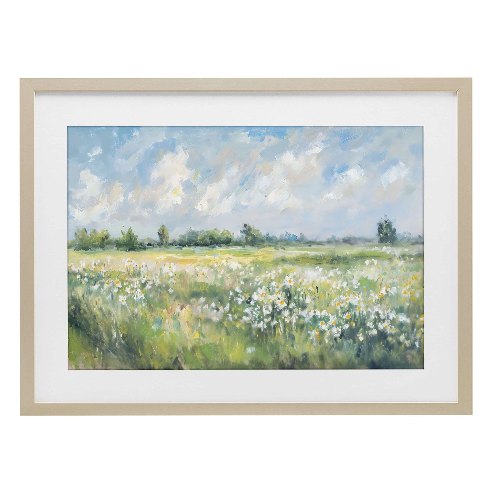 Stupell Industries Daisy Field Landscape Impression Birch Framed Print Under Glass, design by Creative Studio