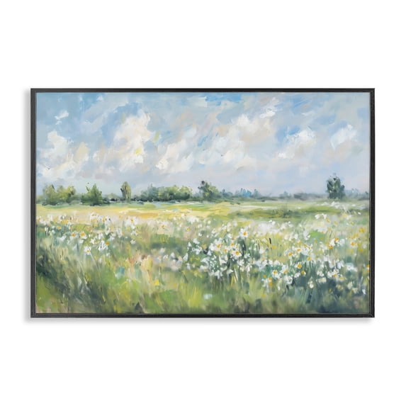 Stupell Industries Traditional Daisy Field Landscape Impression Black Framed Giclee Art, 24 x 16, by Creative Studio