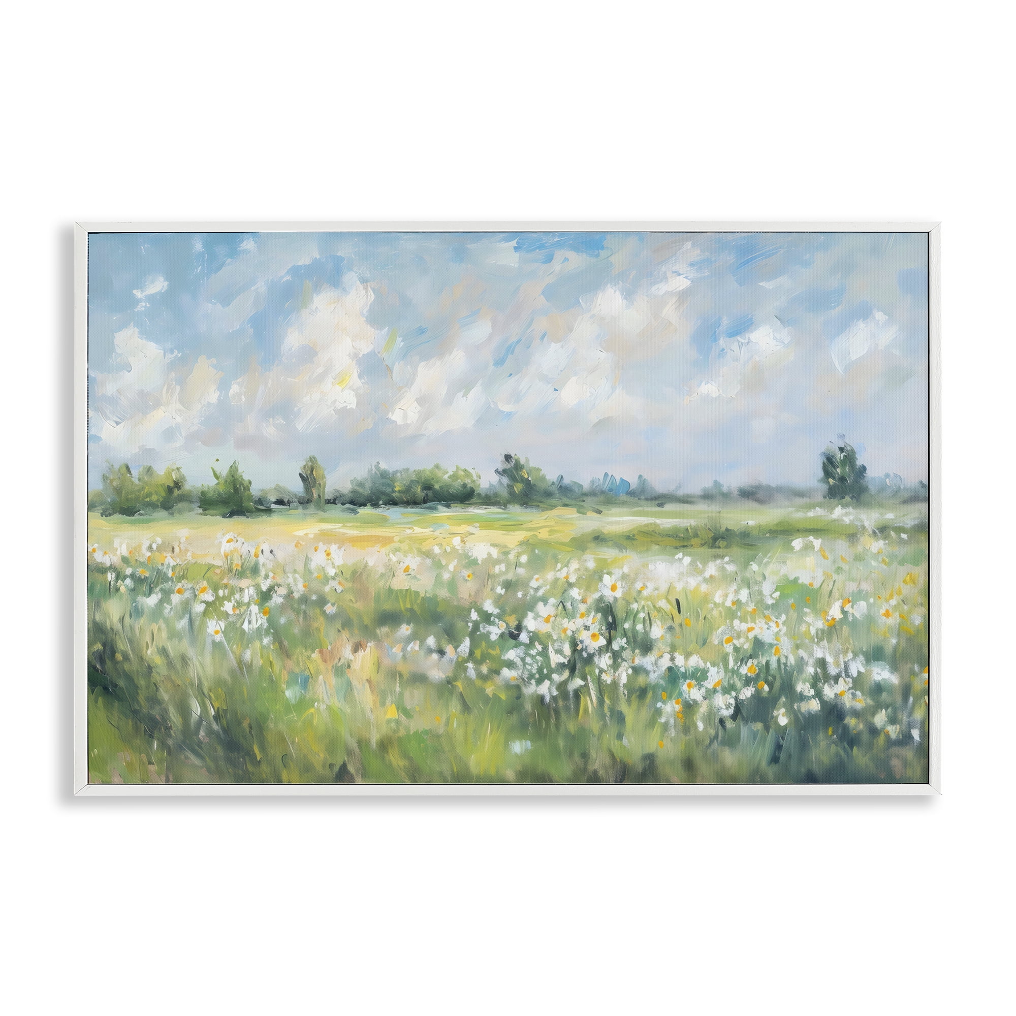 Stupell Industries Daisy Field Landscape Impression White Framed Giclee Art, design by Creative Studio