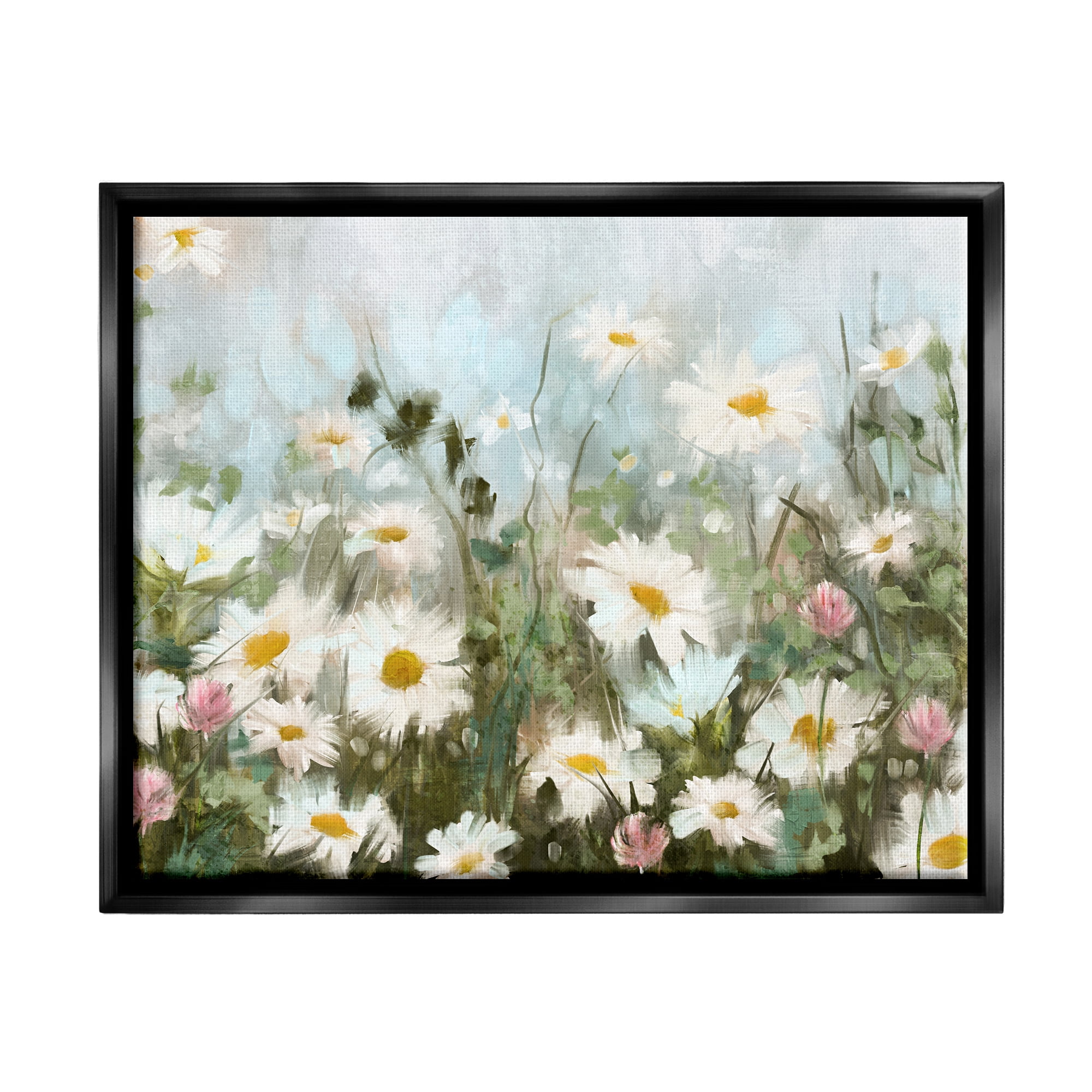 Stupell Industries Daisy Field Painting Botanical & Floral Painting Black Floater Framed Art Print Wall Art, 21 x 17