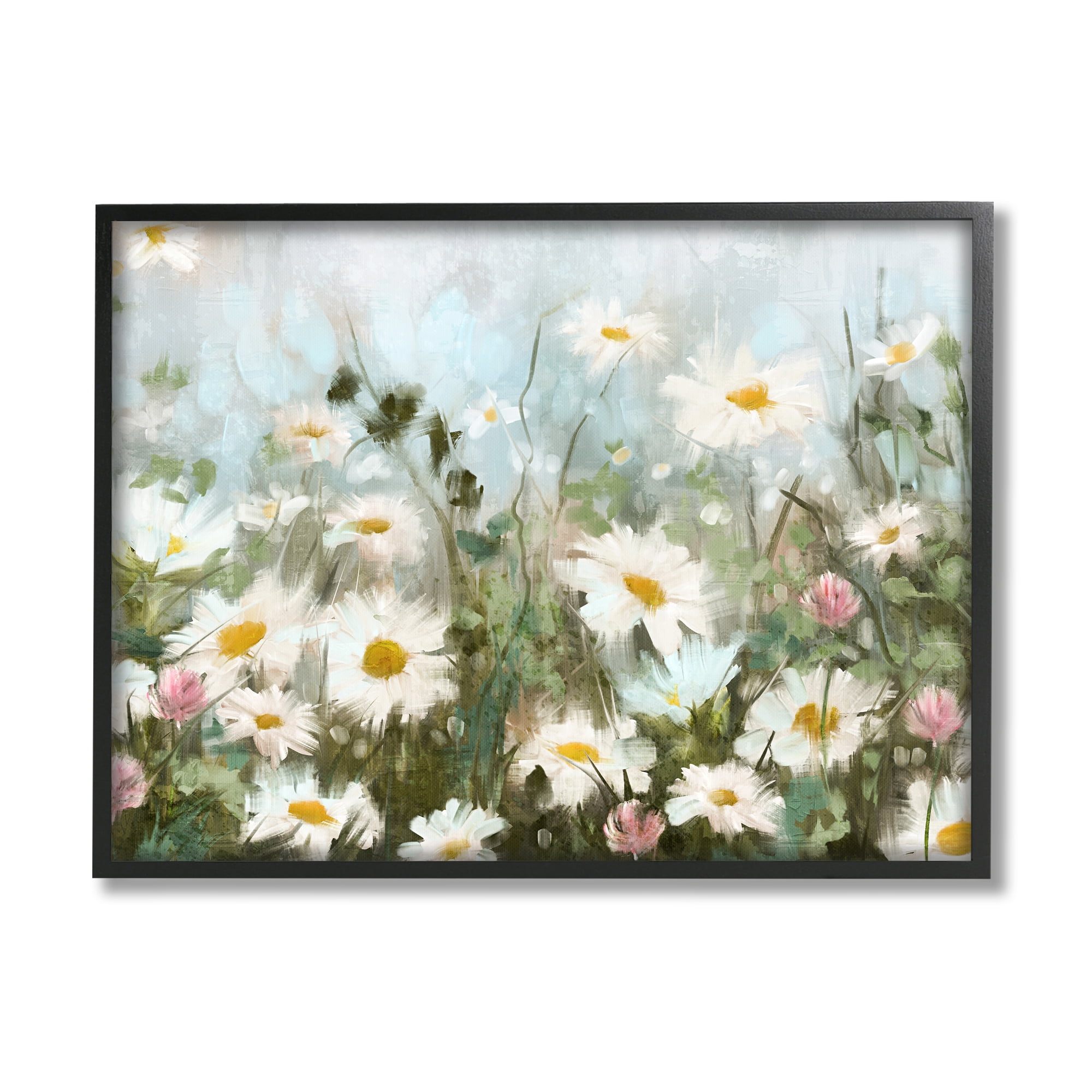 Stupell Industries Daisy Field Painting Botanical & Floral Painting Black Framed Art Print Wall Art, 20 x 16