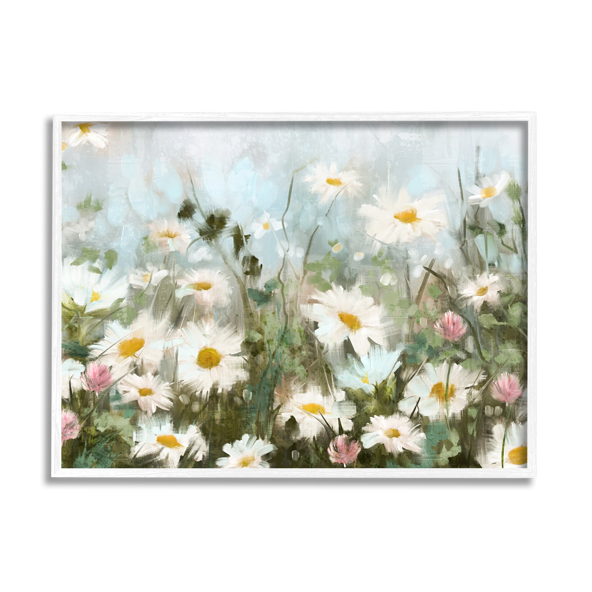 Stupell Industries Daisy Field Painting Botanical & Floral Painting White Framed Art Print Wall Art, 30 x 24