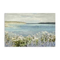 Stupell Industries Daisy Field over Sea Landscape & Nature Painting Wrapped Canvas Art Print Wall Art, 24 x 16