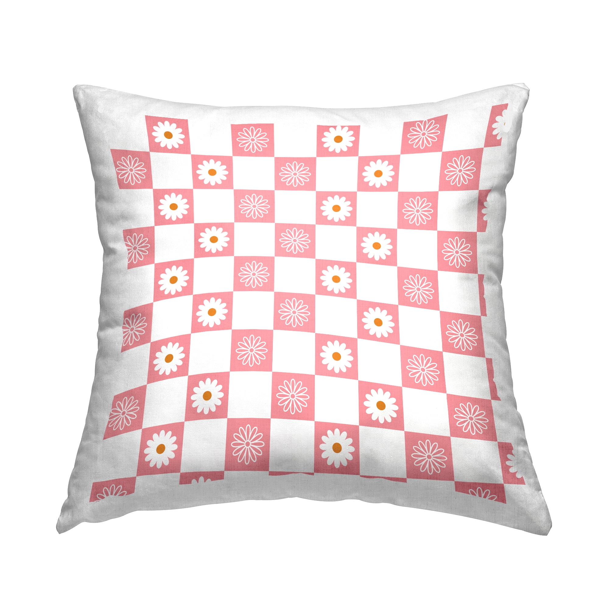 Stupell Industries Daisy Flower Blossoms Checkered Pattern Design by Hey Bre! Creative Studio Throw Pillow
