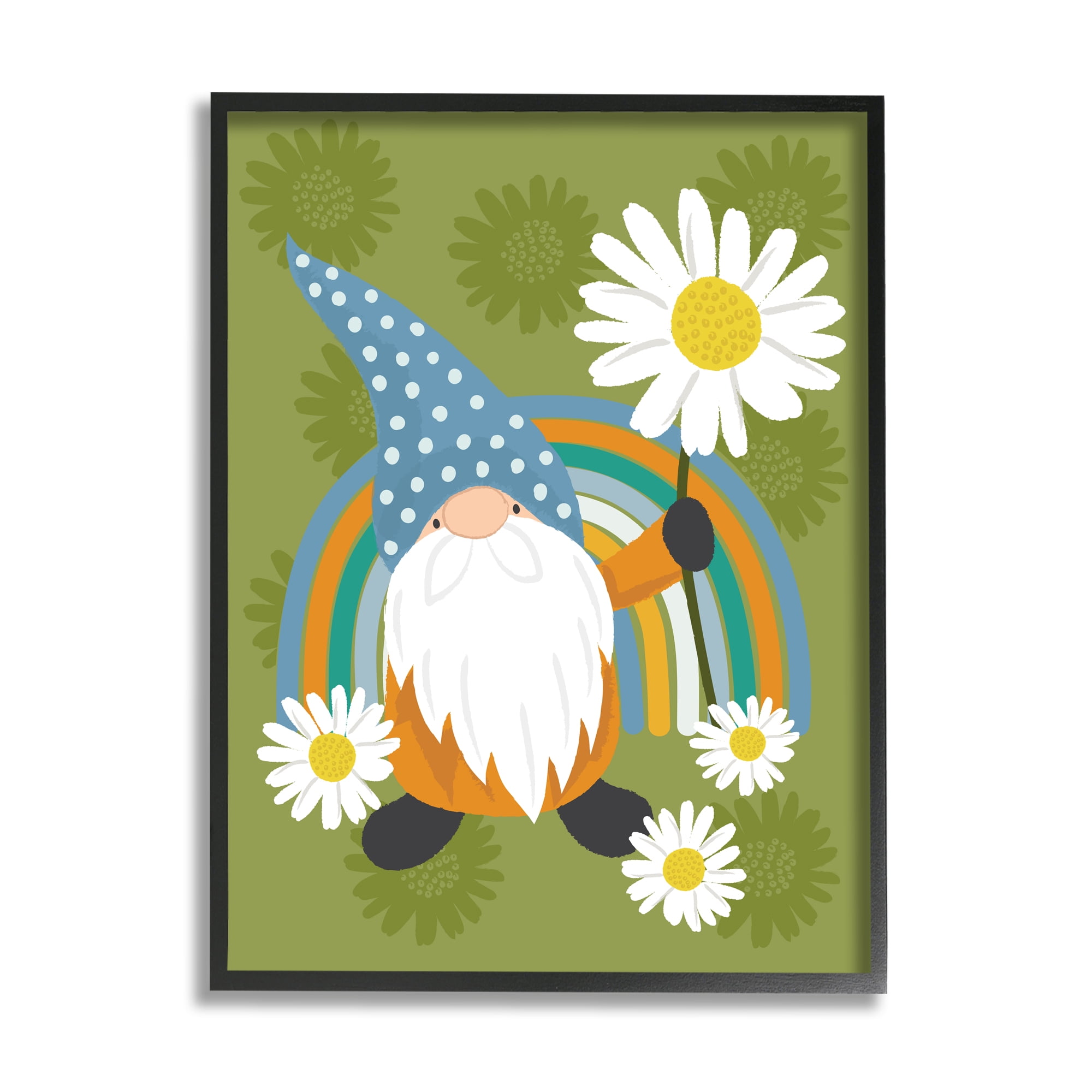 Stupell Industries Daisy Garden Gnome Blue Rainbow Floral Pattern, 24 x 30, Designed by Lisa Whitebutton