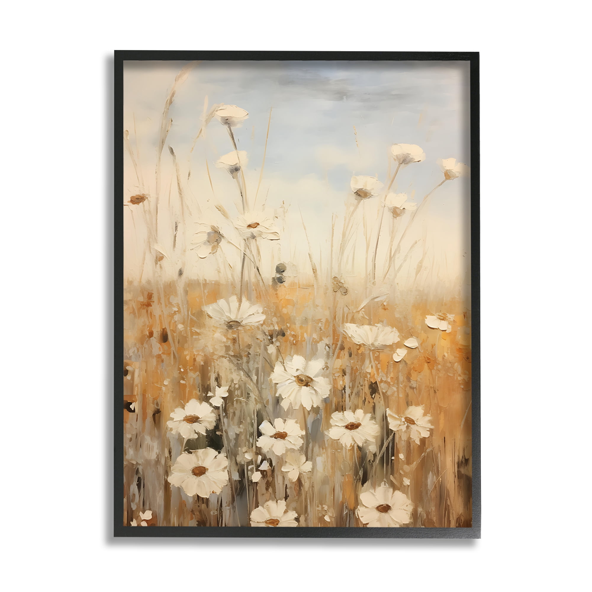 Stupell Industries Daisy Meadow Painting Botanical & Floral Painting Black Framed Art Print Wall Art, 11 x 14