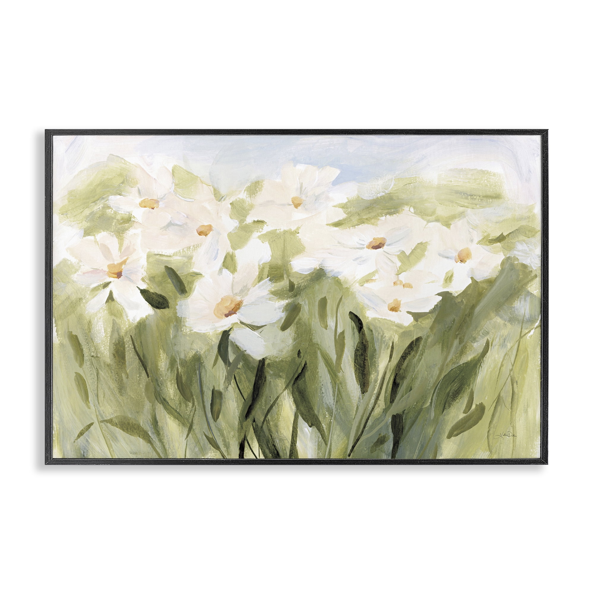 Stupell Industries Daisy Meadow View Botanical & Floral Painting Black Framed Art Print Wall Art, 24 x 16