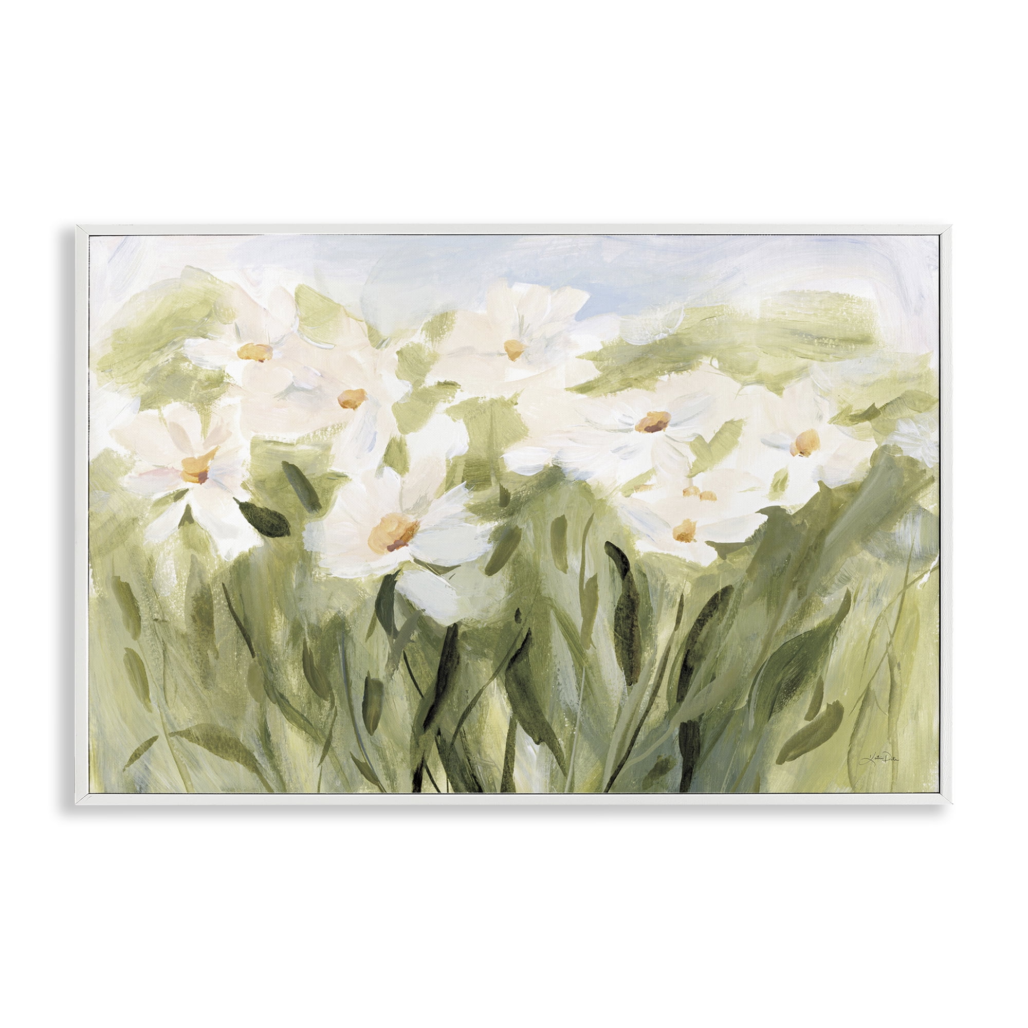 Stupell Industries Daisy Meadow View Botanical & Floral Painting White Framed Art Print Wall Art, 24 x 16