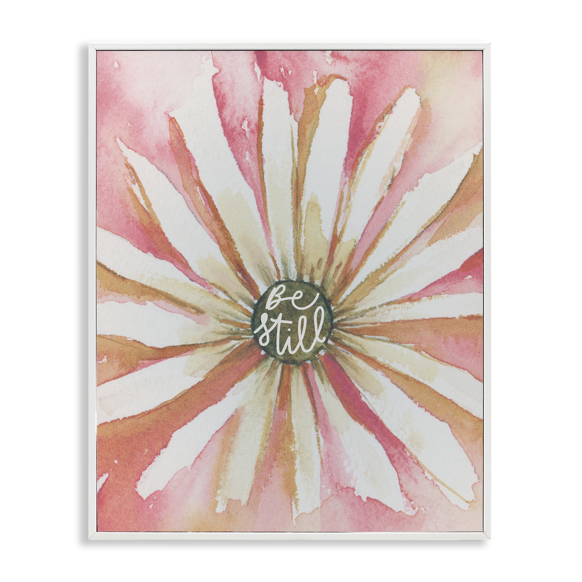 Stupell Industries Daisy Petals on Pink Botanical & Floral Painting White Framed Art Print Wall Art, 16 x 20