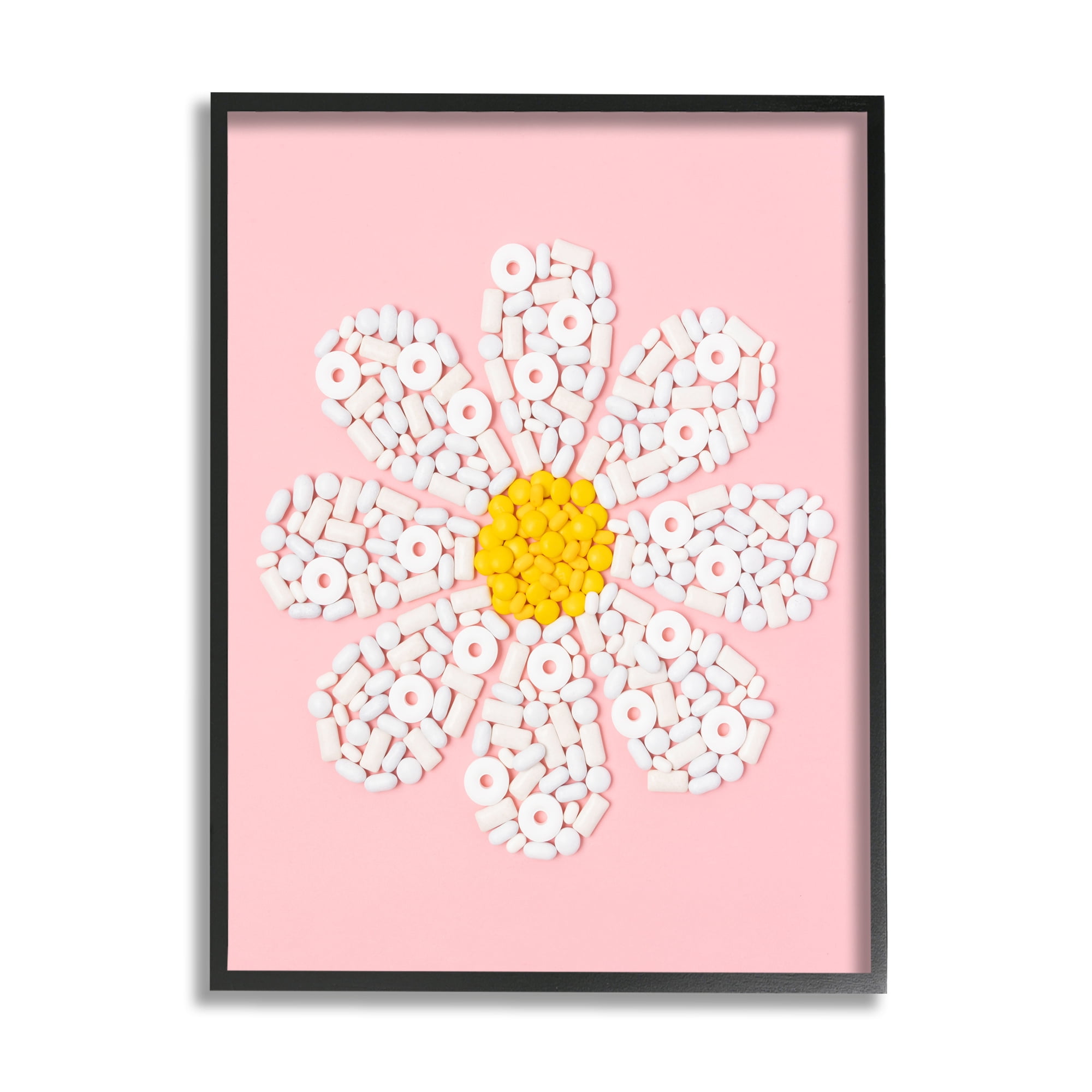 Stupell Industries Daisy Shaped Candies Botanical & Floral Painting Black Framed Art Print Wall Art, 11 x 14