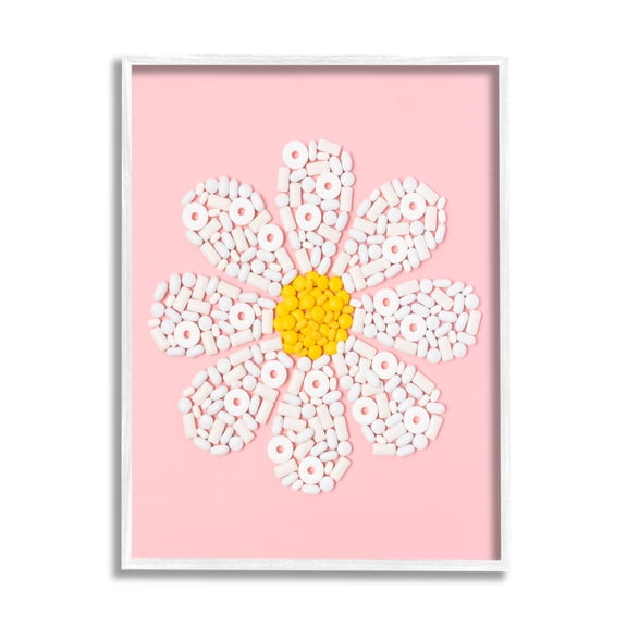 Stupell Industries Daisy Shaped Candies Botanical & Floral Painting White Framed Art Print Wall Art, 11 x 14