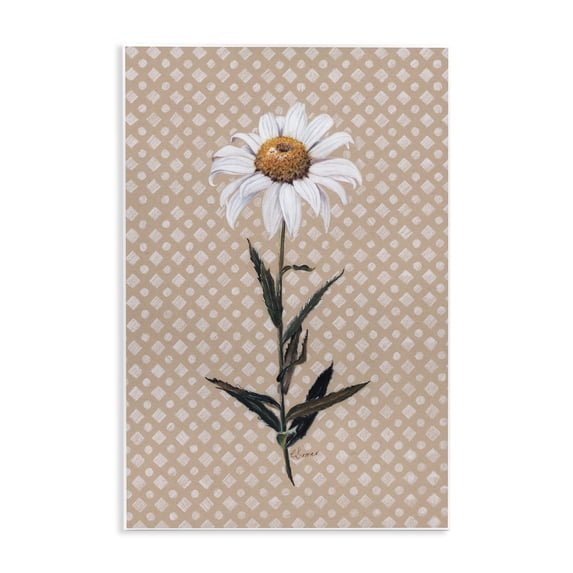 Daisy Sprig over Neutral Geometric Wall Plaque Art, 10 x 15, Made In USA