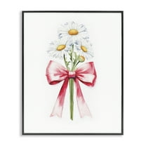 Stupell Industries Daisy Swathed Ribbon Plants & Flowers Painting Black Framed Art Print Wall Art, 11 x 14