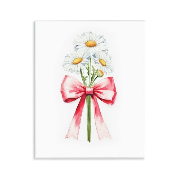 Stupell Industries Daisy Swathed Ribbon Plants & Flowers Painting Unframed Art Print Wall Art, 11 x 14