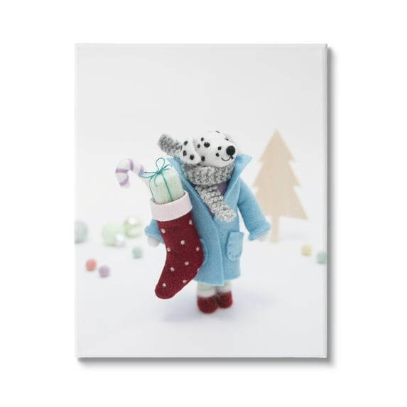 Stupell Industries Dalmatian Christmas Stocking Scene Holiday Photography Gallery Wrapped Canvas Print Wall Art
