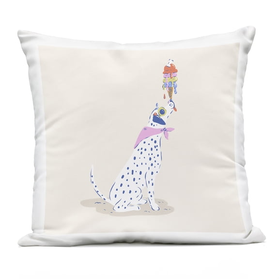 Stupell Industries Dalmatian & Dripping Ice Cream Outdoor Printed Pillow design by Krissy Mast, 18 x 7 x 18