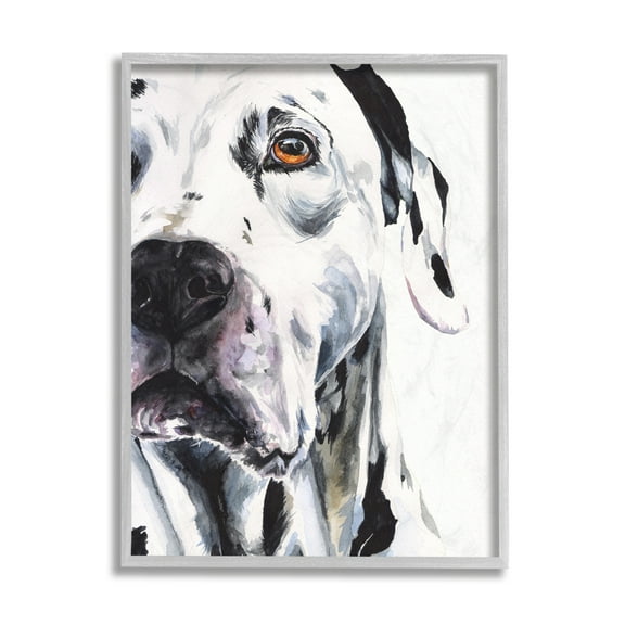 Stupell Industries Dalmatian Pet Dog Portrait Bold Spotted Dog Grey Framed, 11 x 14, Design by George Dyachenko