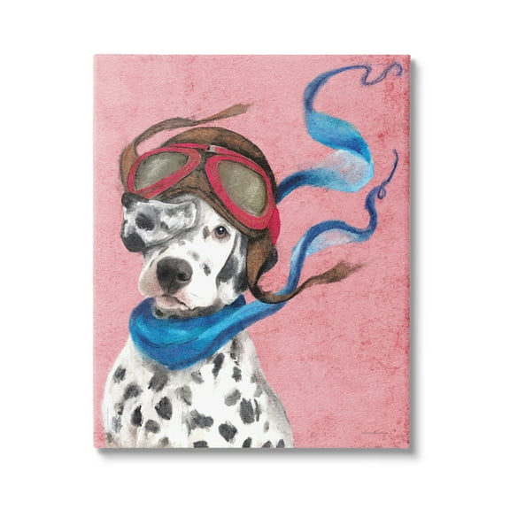Stupell Industries Dalmatian Pilot Painting Animals & Insects Painting Gallery Wrapped Canvas Print Wall Art, 16 x 20