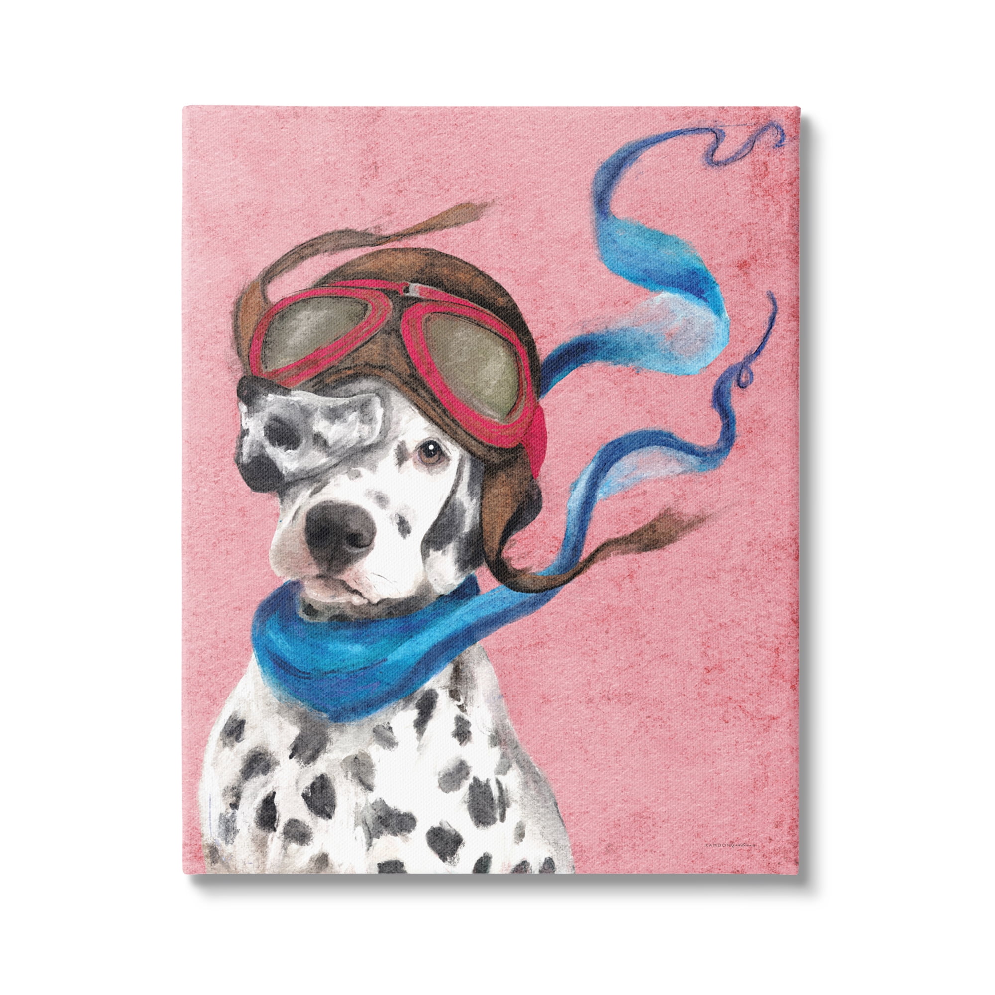 Stupell Industries Dalmatian Pilot Painting Animals & Insects Painting Gallery Wrapped Canvas Print Wall Art, 30 x 40