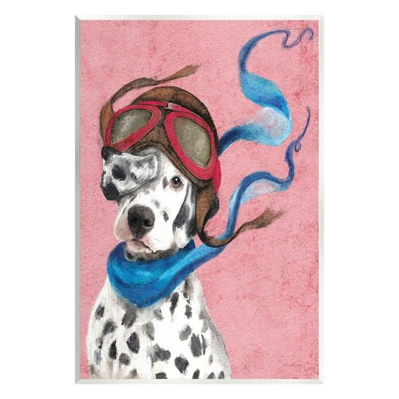 Stupell Industries Dalmatian Pilot Painting Animals & Insects Painting Unframed Art Print Wall Art, 13 x 19