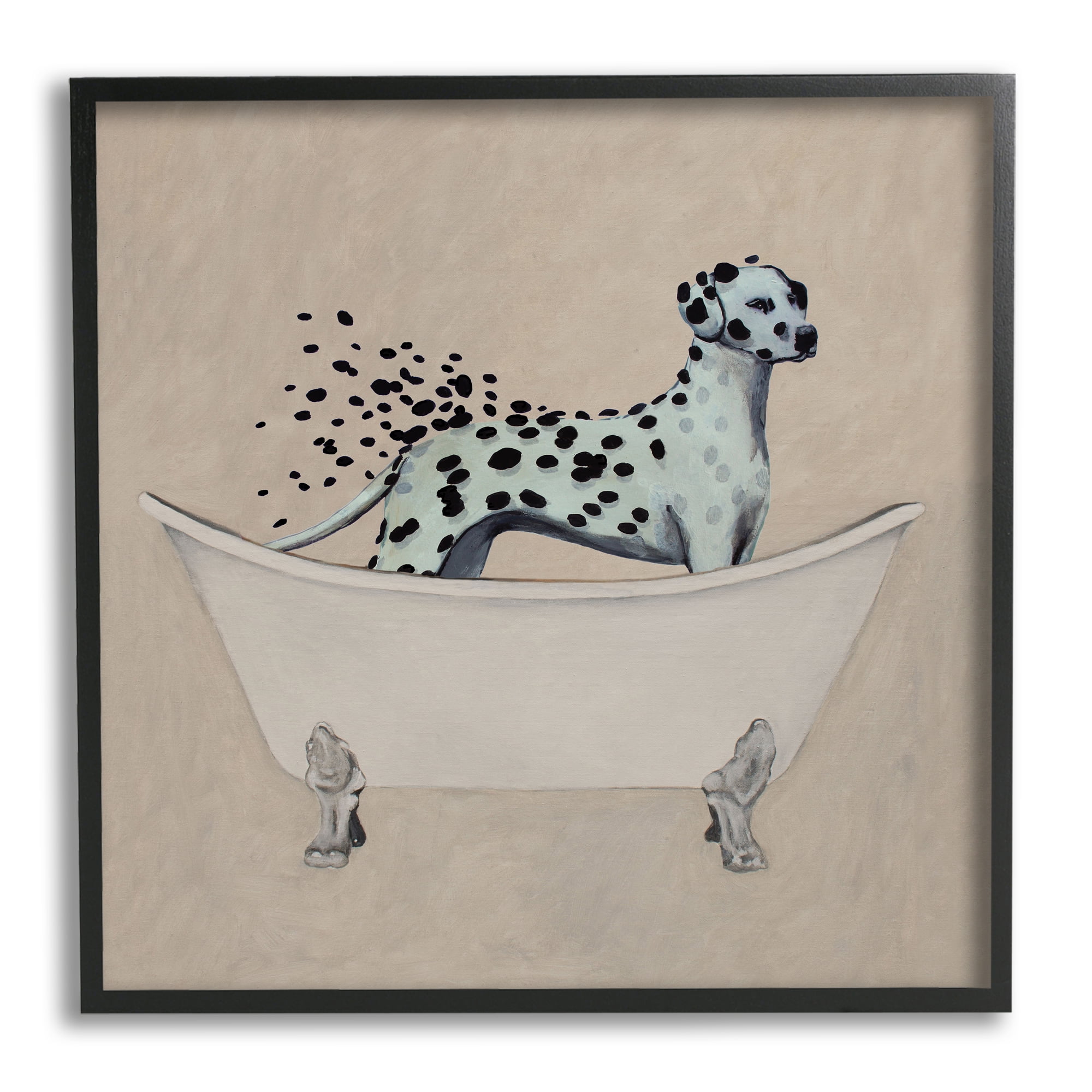 Stupell Industries Dalmatian Spots Washing Away Animals & Insects Painting Black Framed Art Print Wall Art