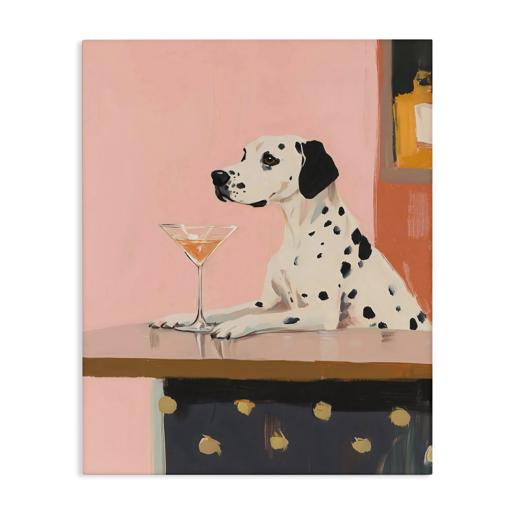 Stupell Industries Dalmatian at Cocktail Bar Canvas Wall Art, design by The Prints Vibe