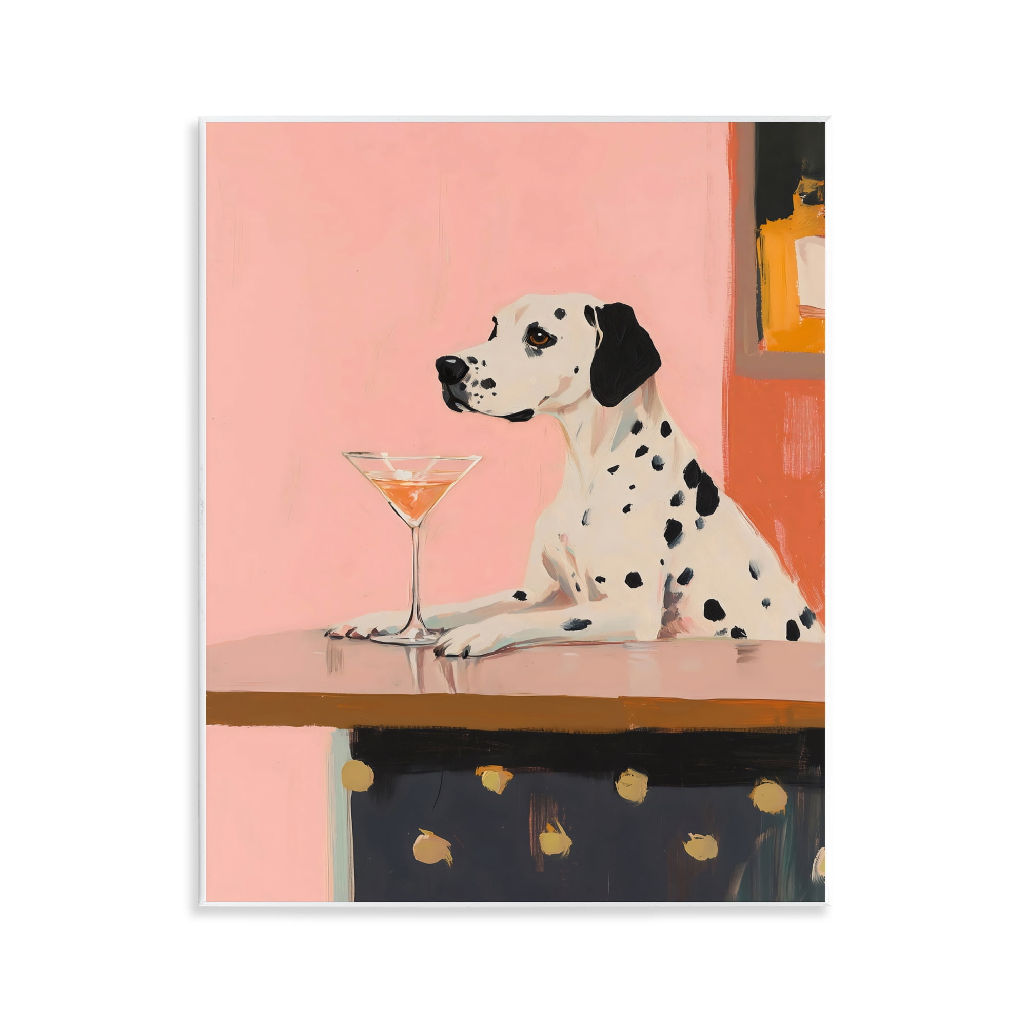 Stupell Industries Dalmatian at Cocktail Bar Wall Plaque Art, design by The Prints Vibe