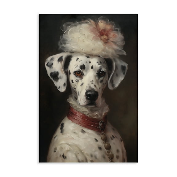 Stupell Industries Dalmatian with Fancy Hat Portrait Animals Painting Wrapped Canvas Canvas Art Print Wall Art, 24 x 36