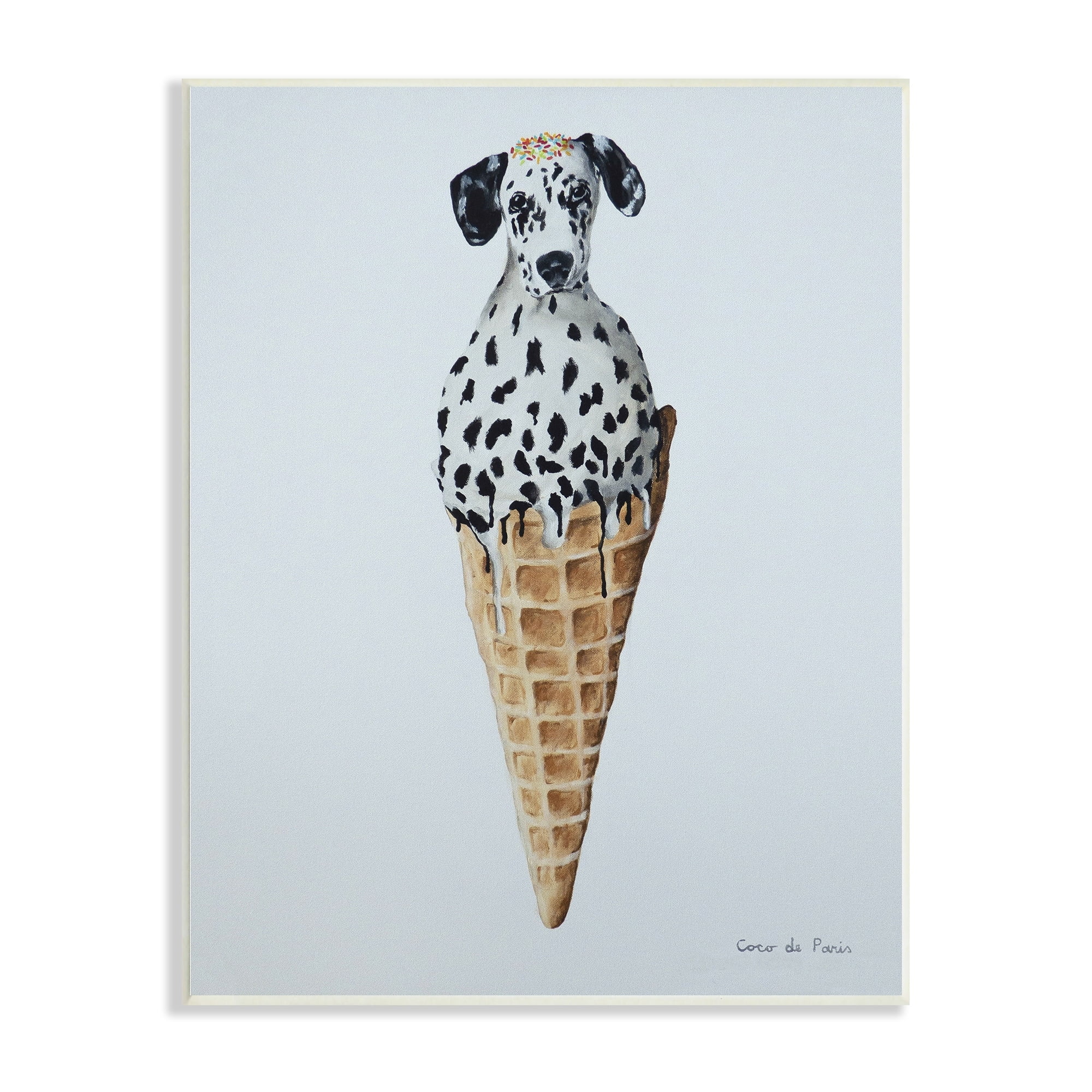 Stupell Industries Dalmation Dog Ice Cream Scoop Waffle Cone , 10 x 15, Design by Coco de Paris